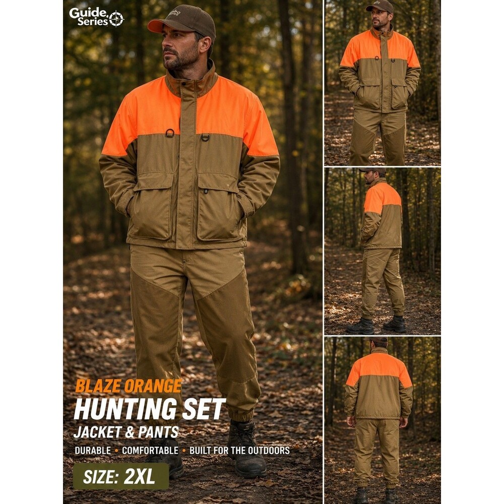 Guide Series Blaze Orange Hunting Jacket & Matching Pants 2-Piece Set Men's 2xl